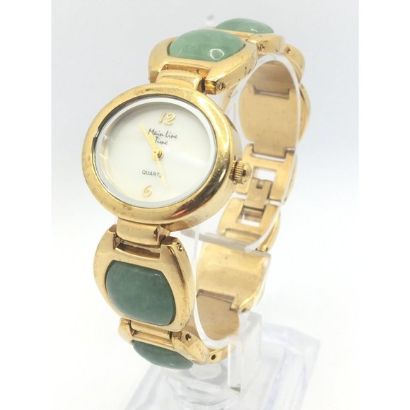 Main Line Time Jewelry - Main Line Time Gemstone 6 1/2" Watch ~GOLD TONE~Mother of Pearl Dial New Battery